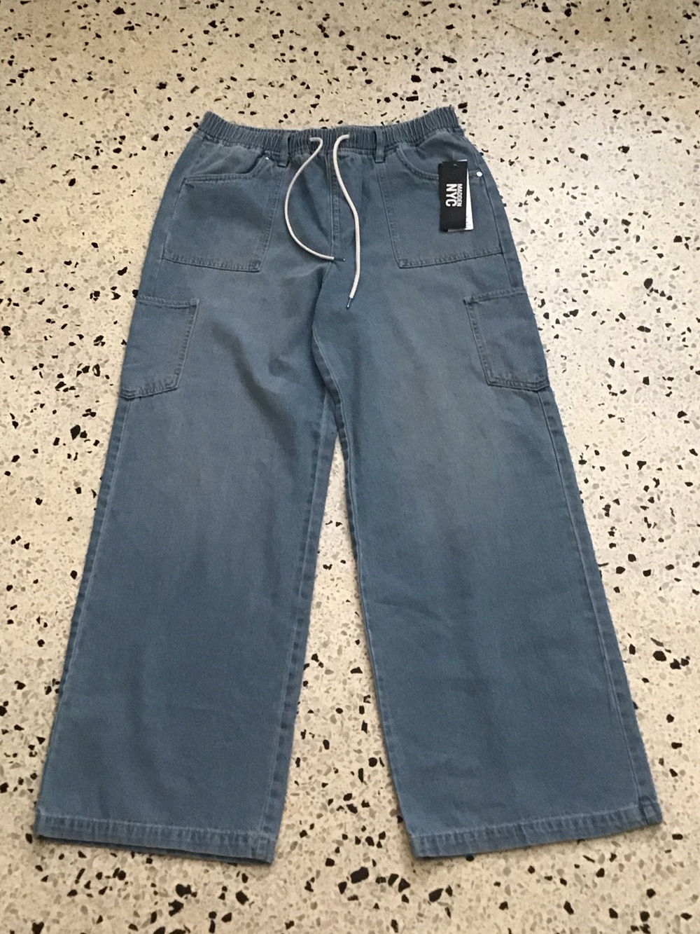 Women’s Wide-Leg Utility Jeans in Slate Blue